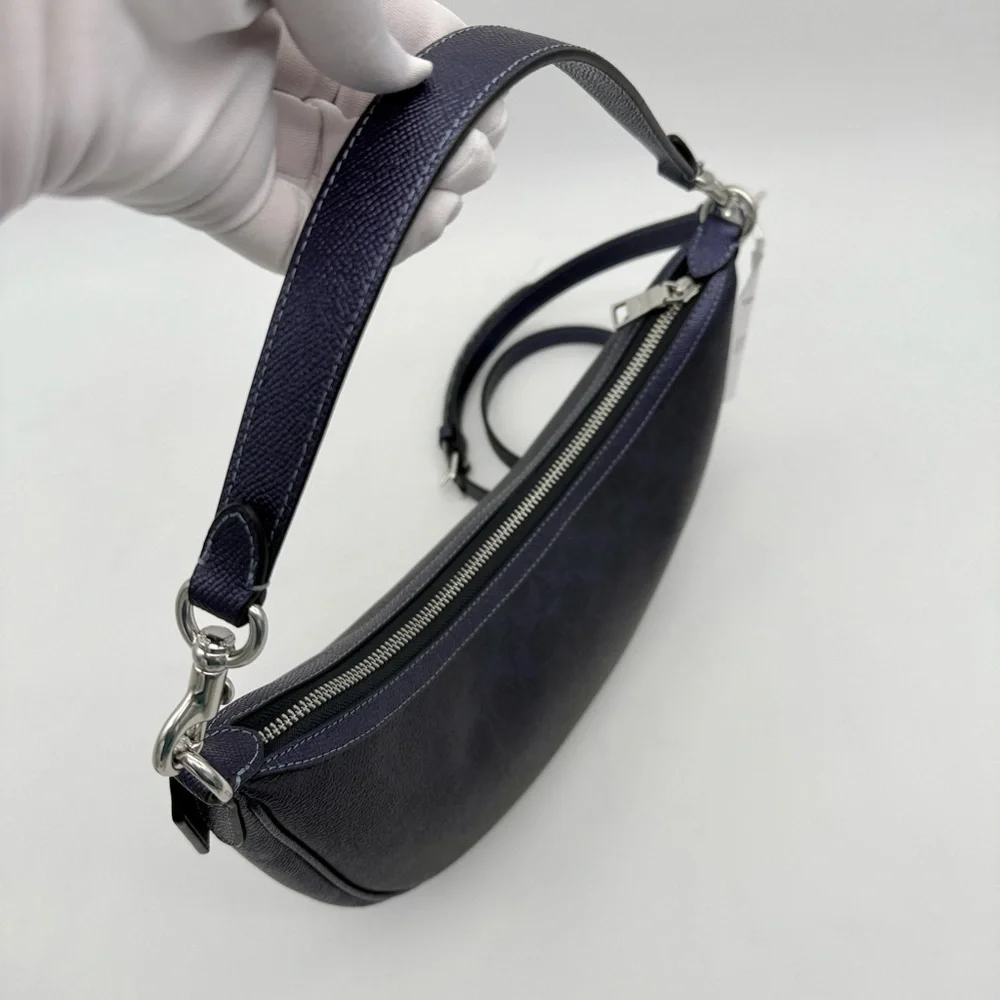 Coach Aria Shoulder Bag In Signature Canvas Silver Blue Navy - Picture 7 of 11